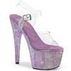 Pleaser - BEJEWELED708RRS Sandale à bride à la cheville, Pole dance chaussures - Lilas/Transparent Product image
